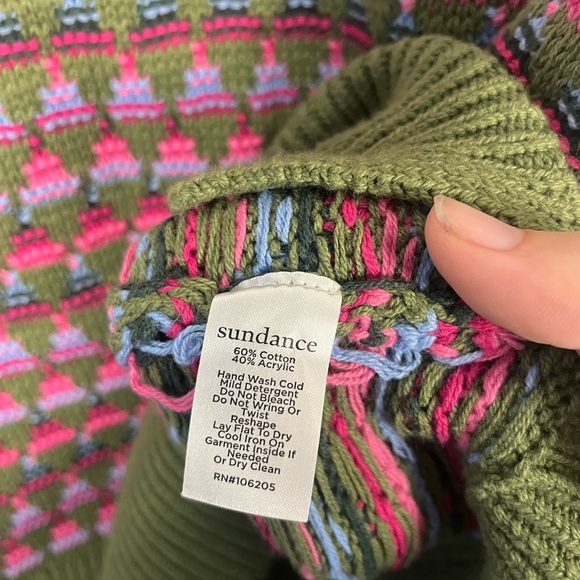 Sundance cotton Green and Pink knitted tank top size medium - Picture 4 of 6